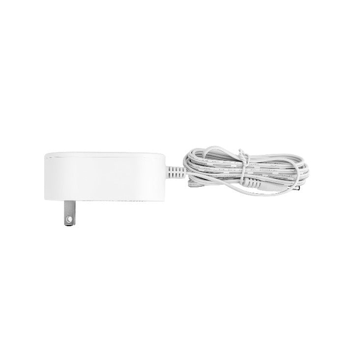 Zadro ADP03 705004424738 product photo side view, 12v / 1a power cord adapter - white in front of a white background