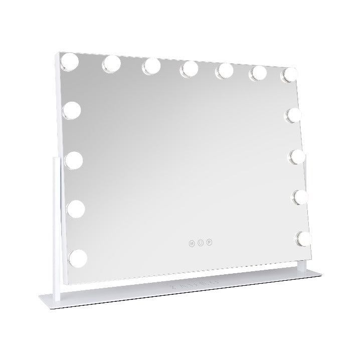 Zadro HLVAR2318 705004424813 product photo side view, 15 led light bulb hollywood makeup mirror - 25" x 20"in front of a white background