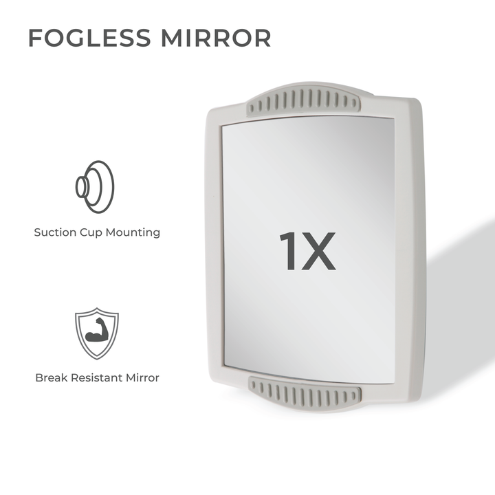 Fogless Clip-On Shower Mirror with Suction Cup