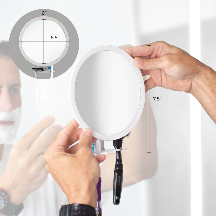 Fogless Shower Mirror with Adjustable Magnification & Razor Holder
