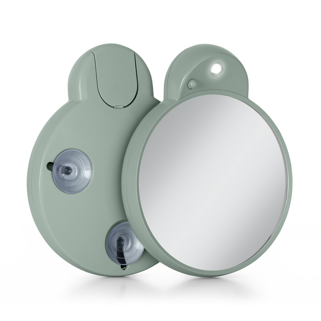 Lighted Compact Mirror with Magnification & Retractable Suction Cups