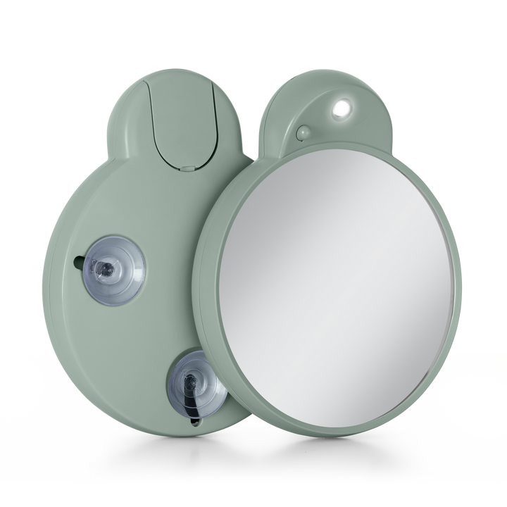 Lighted Compact Mirror with Magnification & Retractable Suction Cups