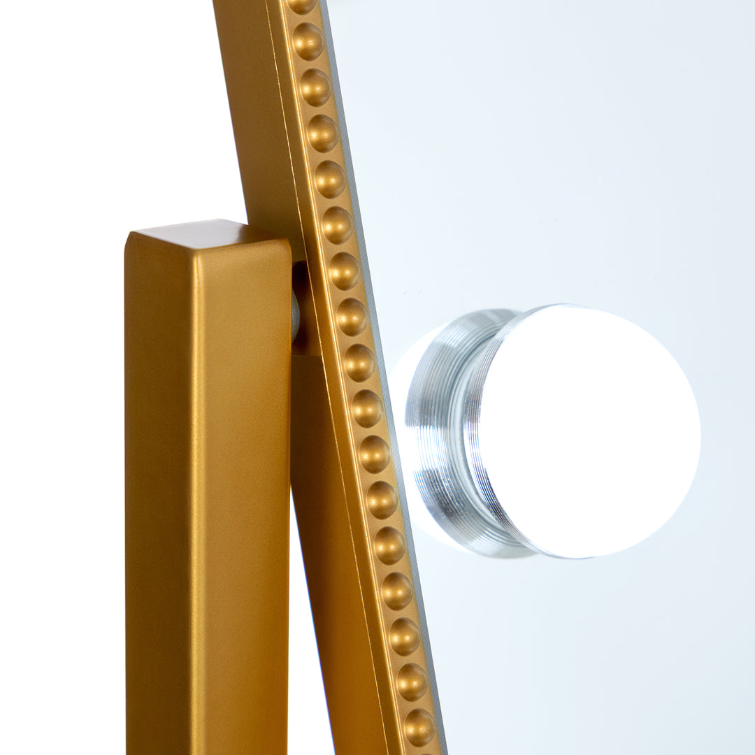 LED Lighted Hollywood Mirror with Gold Décor