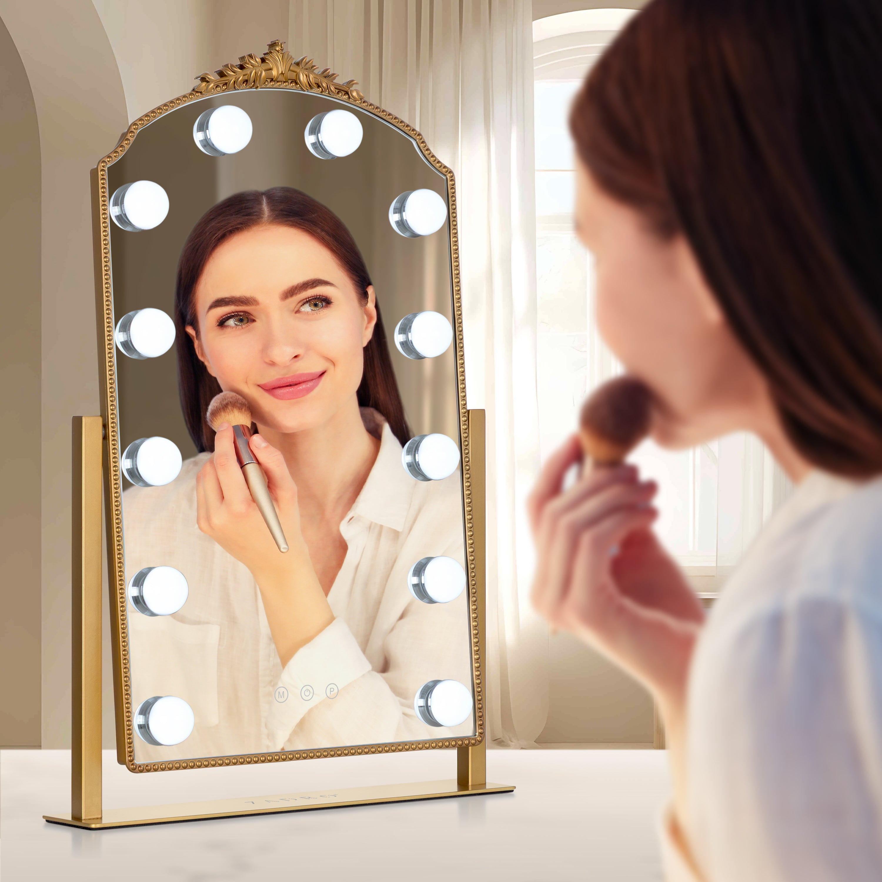 Zadro Gold Décor Edge Hollywood LED Lighted Vanity Face Mirror 12