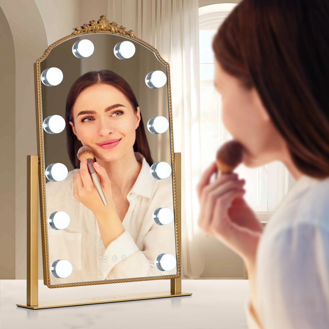 LED Lighted Hollywood Mirror with Gold Décor