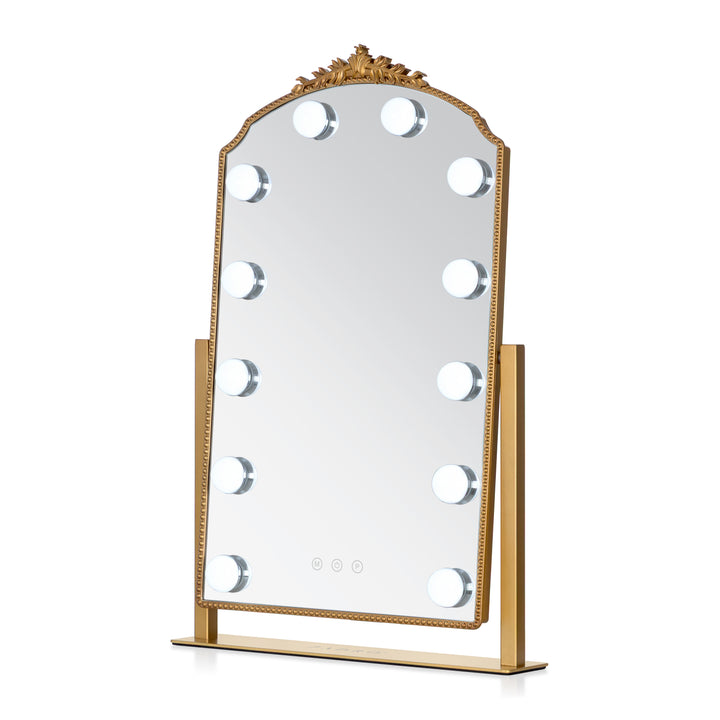 LED Lighted Hollywood Mirror with Gold Décor