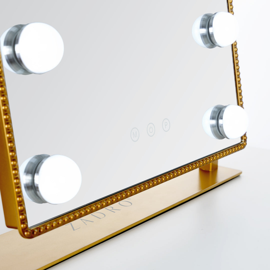 LED Lighted Hollywood Mirror with Gold Décor