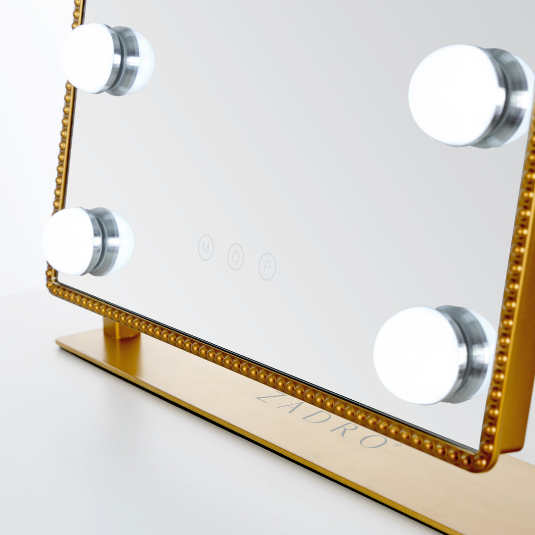 LED Lighted Hollywood Mirror with Gold Décor
