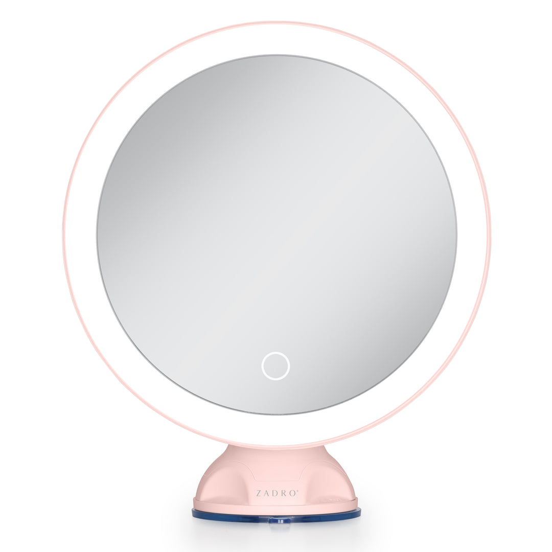 Lighted Wall Mounted Suction Cup Makeup Mirror with 10X Magnification