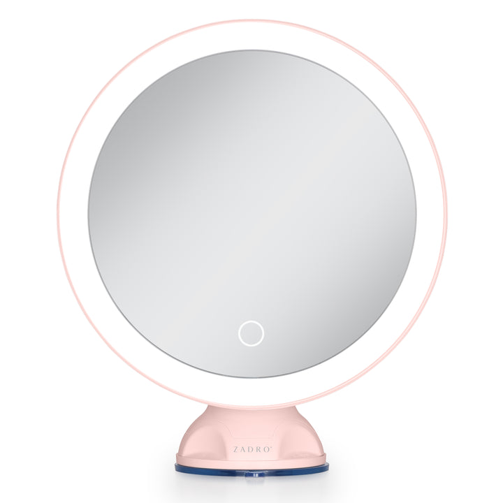 Lighted Wall Mounted Suction Cup Makeup Mirror with 10X Magnification