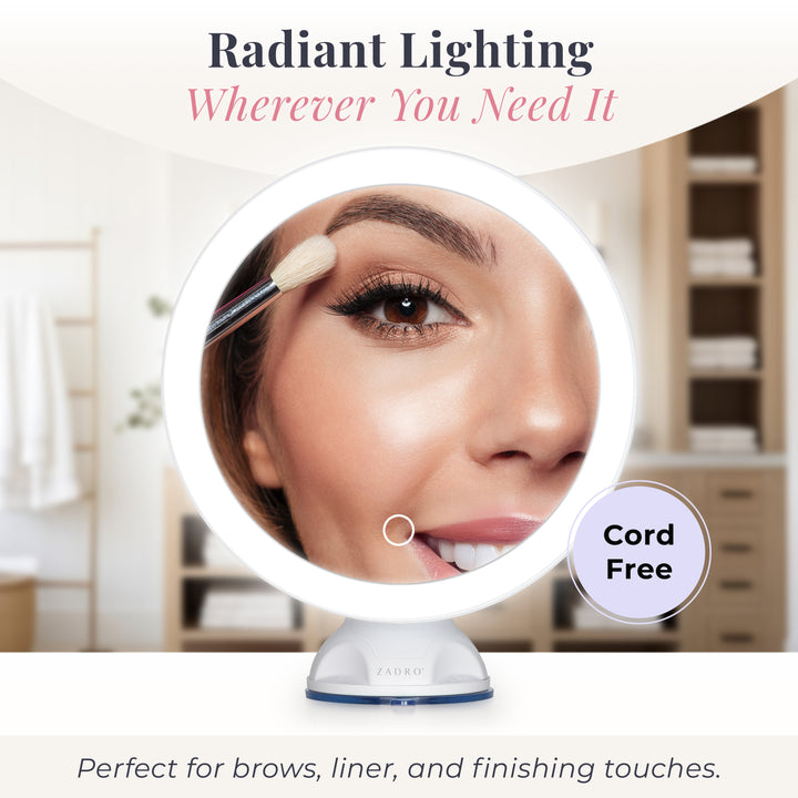 Lighted Wall Mounted Suction Cup Makeup Mirror with 10X Magnification