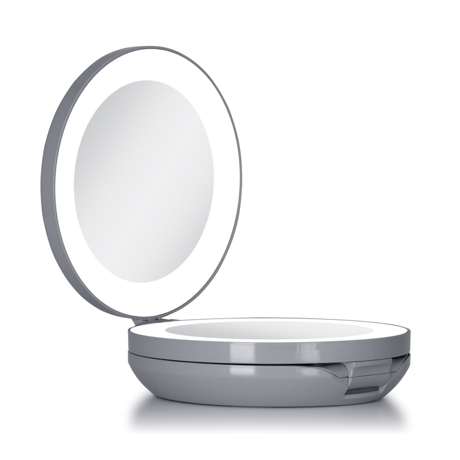 Lighted Travel Mirror with Magnification & Folding-to-Compact
