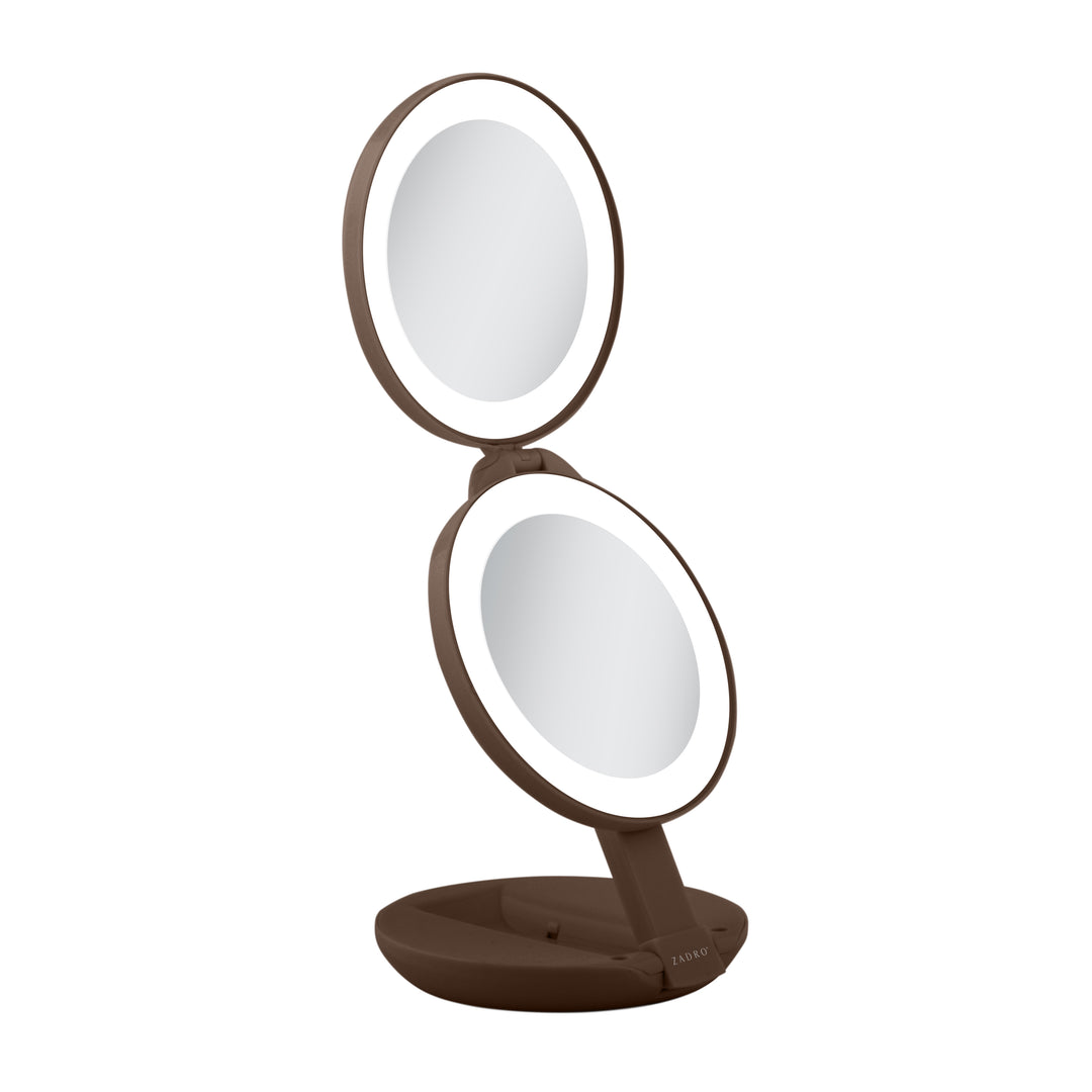 Lighted Travel Mirror with Magnification & Folding-to-Compact