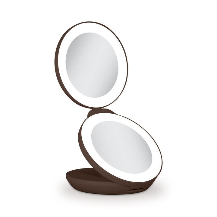 Lighted Travel Mirror with Magnification & Folding-to-Compact