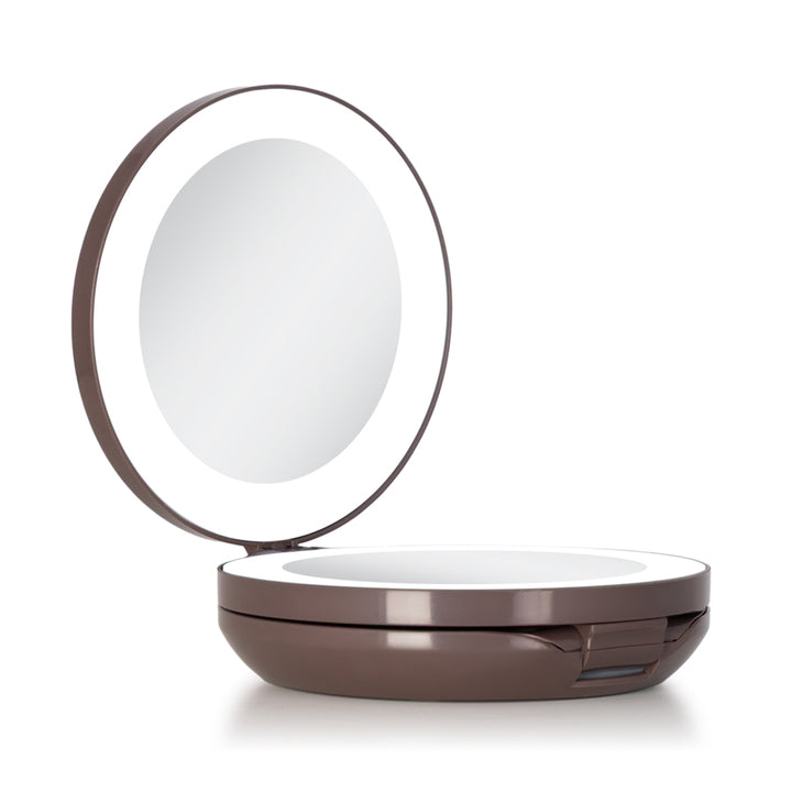 Lighted Travel Mirror with Magnification & Folding-to-Compact