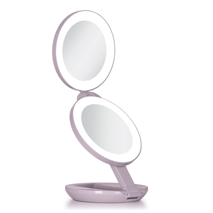 Lighted Travel Mirror with Magnification & Folding-to-Compact