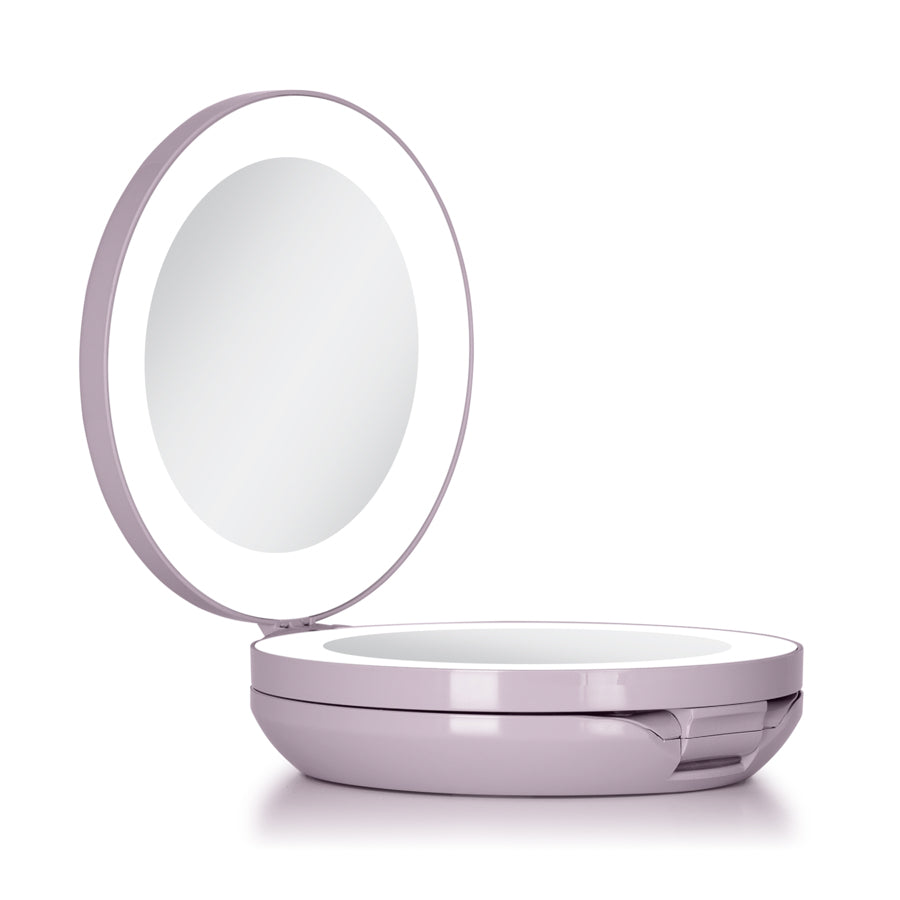 Lighted Travel Mirror with Magnification & Folding-to-Compact