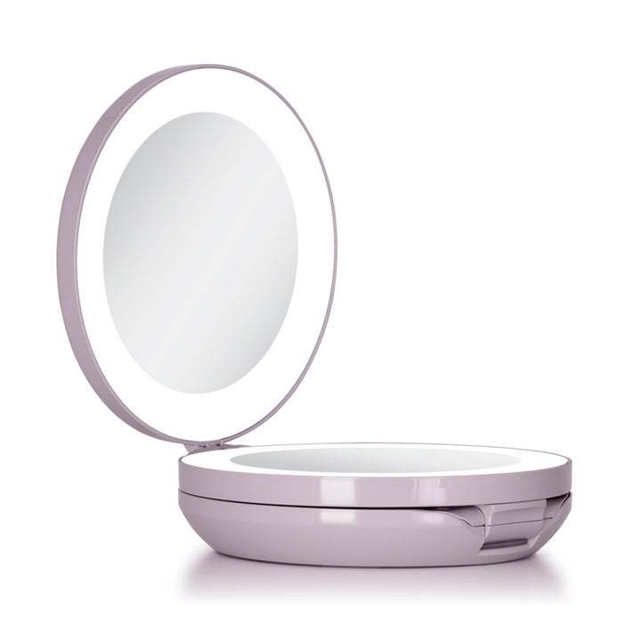 Lighted Travel Mirror with Magnification & Folding-to-Compact
