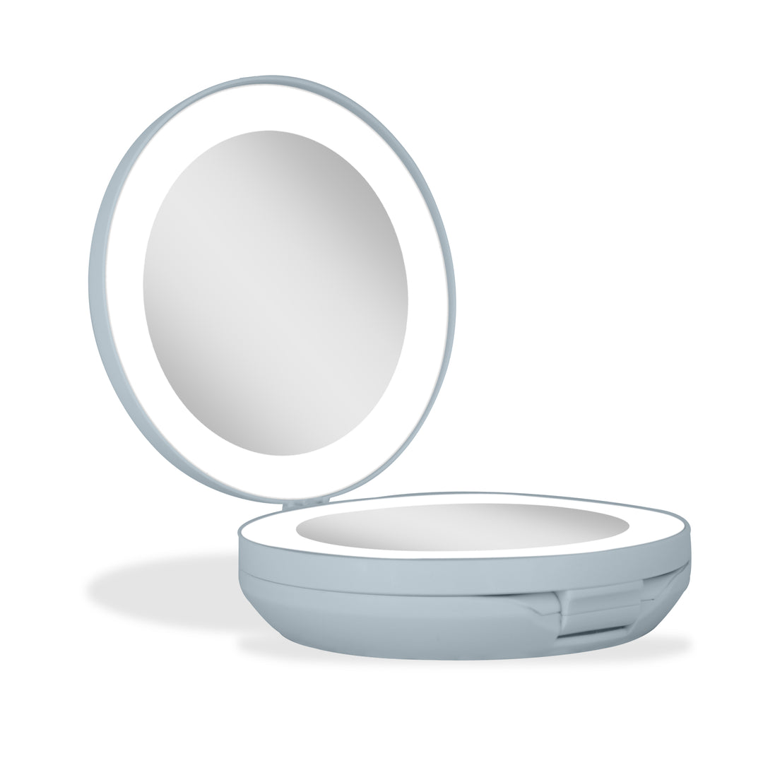 Lighted Travel Mirror with Magnification & Folding-to-Compact