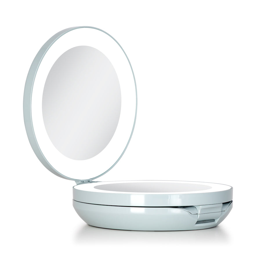 Lighted Travel Mirror with Magnification & Folding-to-Compact