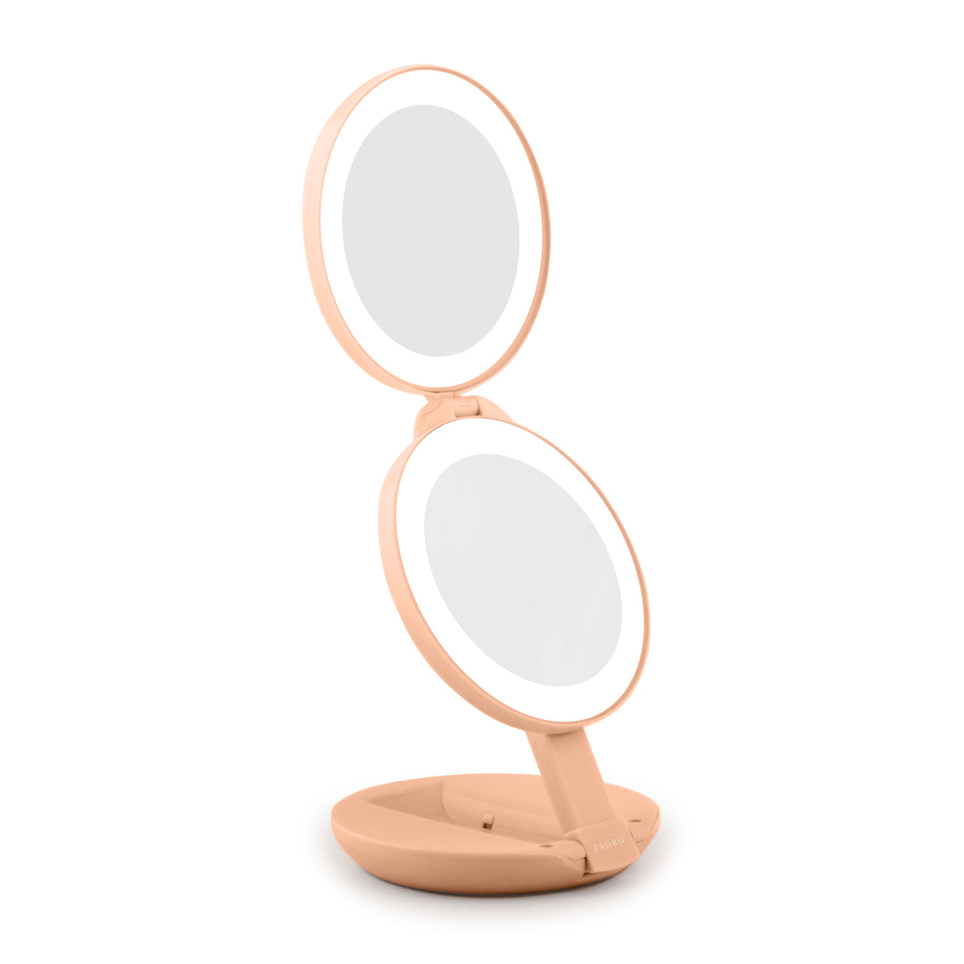 Lighted Travel Mirror with Magnification & Folding-to-Compact