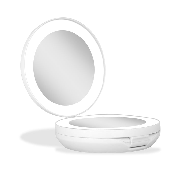 Lighted Travel Mirror with Magnification & Folding-to-Compact