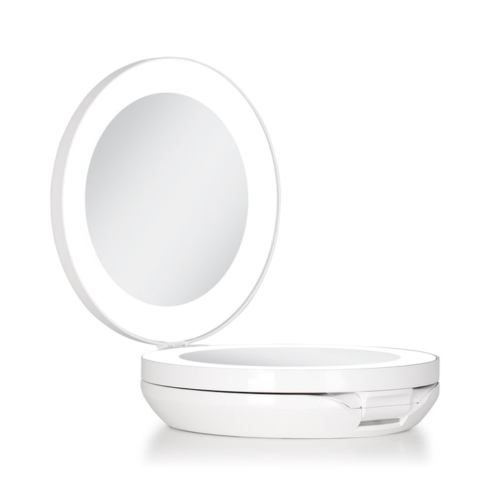 Lighted Travel Mirror with Magnification & Folding-to-Compact