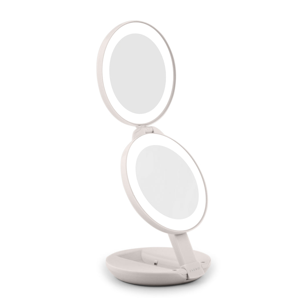 Lighted Travel Mirror with Magnification & Folding-to-Compact