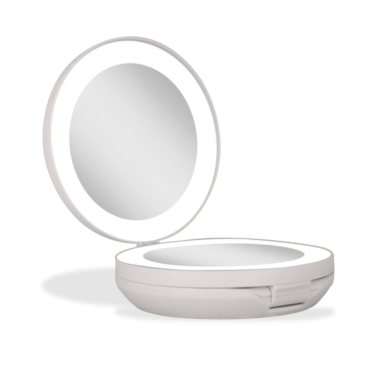 Lighted Travel Mirror with Magnification & Folding-to-Compact