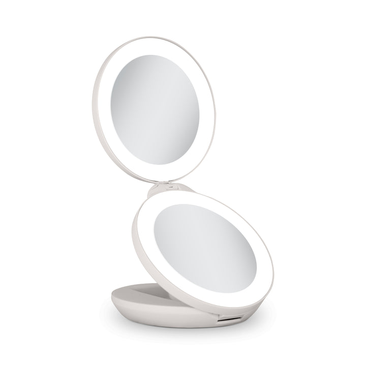 Lighted Travel Mirror with Magnification & Folding-to-Compact