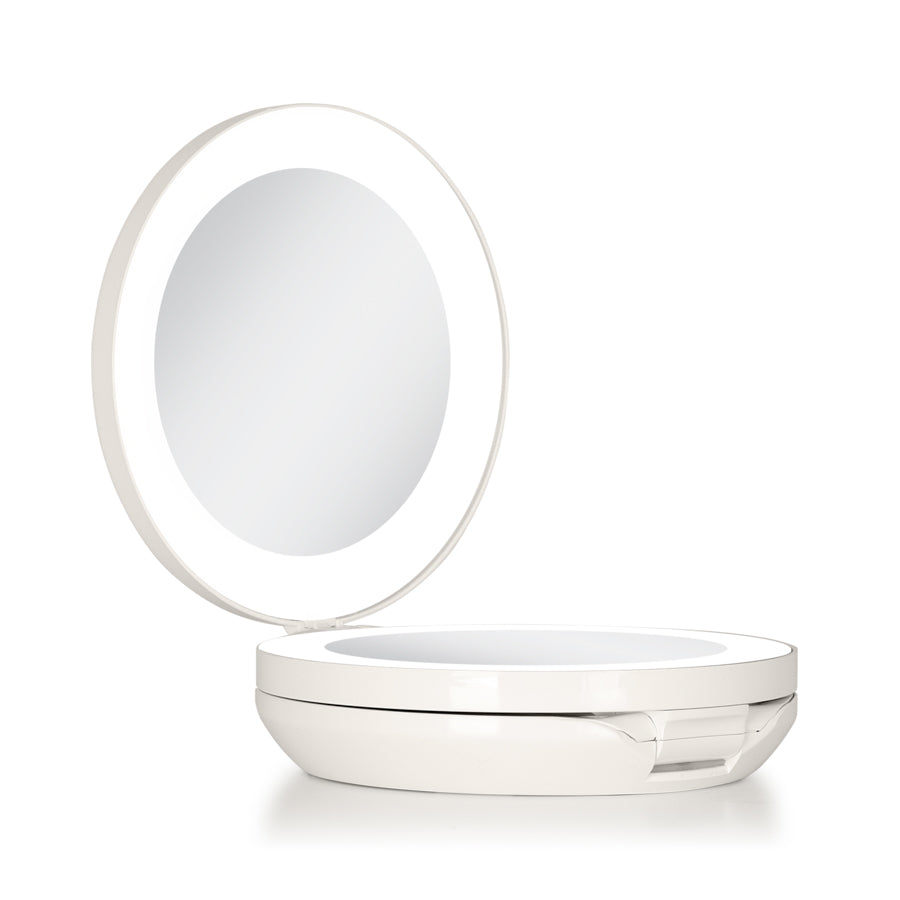 Lighted Travel Mirror with Magnification & Folding-to-Compact