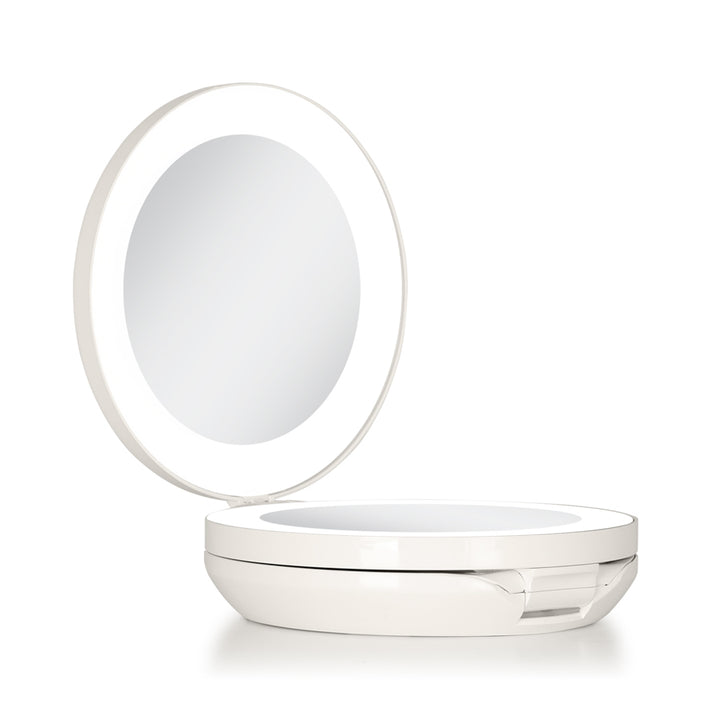 Lighted Travel Mirror with Magnification & Folding-to-Compact