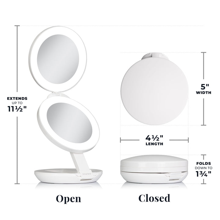Lighted Travel Mirror with Magnification & Folding-to-Compact