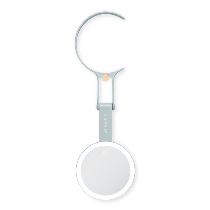 LED Lighted Travel-Ready Hand Mirror with Magnification and Multi-Position Stand