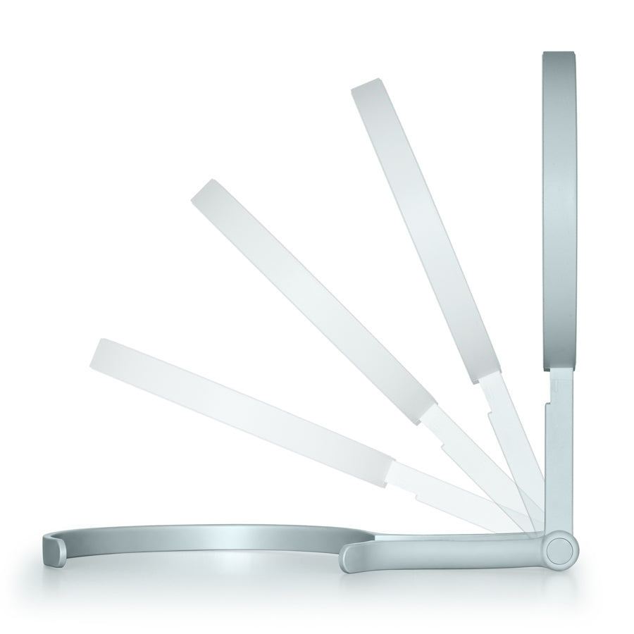 LED Lighted Travel-Ready Hand Mirror with Magnification and Multi-Position Stand