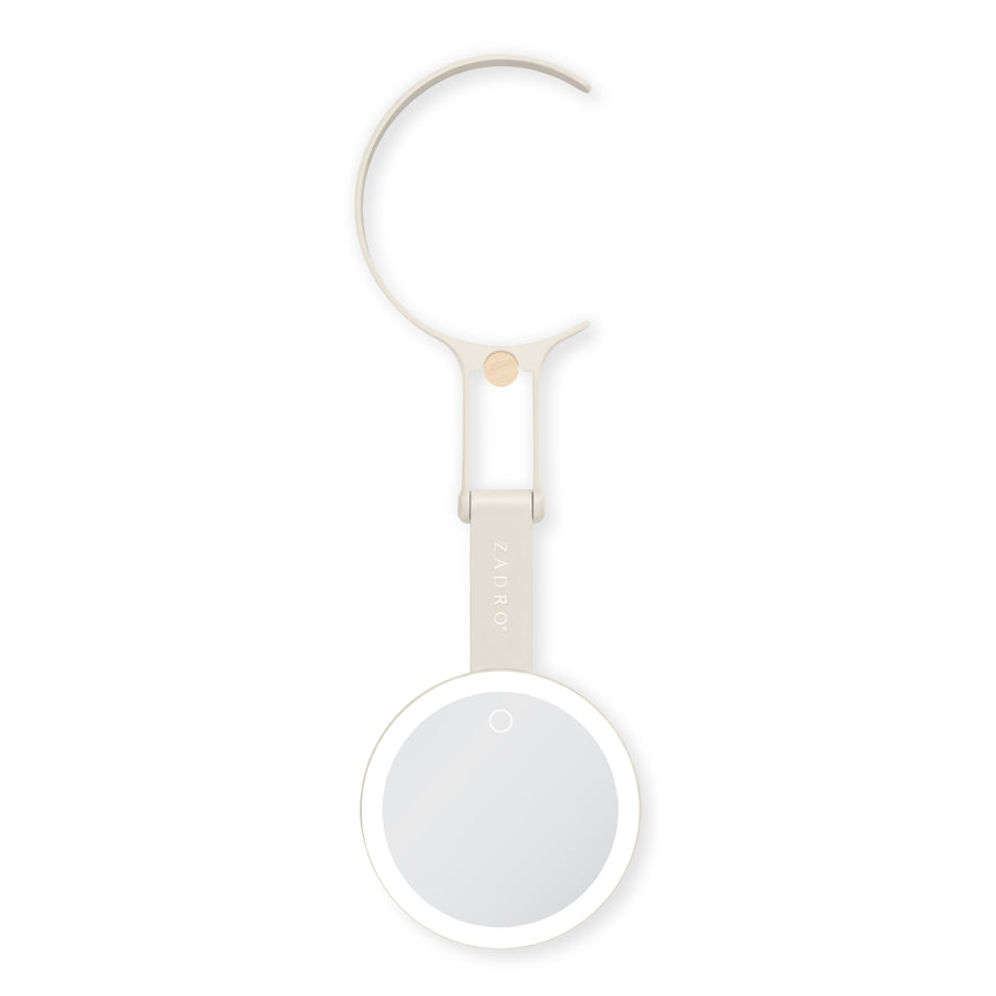 LED Lighted Travel-Ready Hand Mirror with Magnification and Multi-Position Stand
