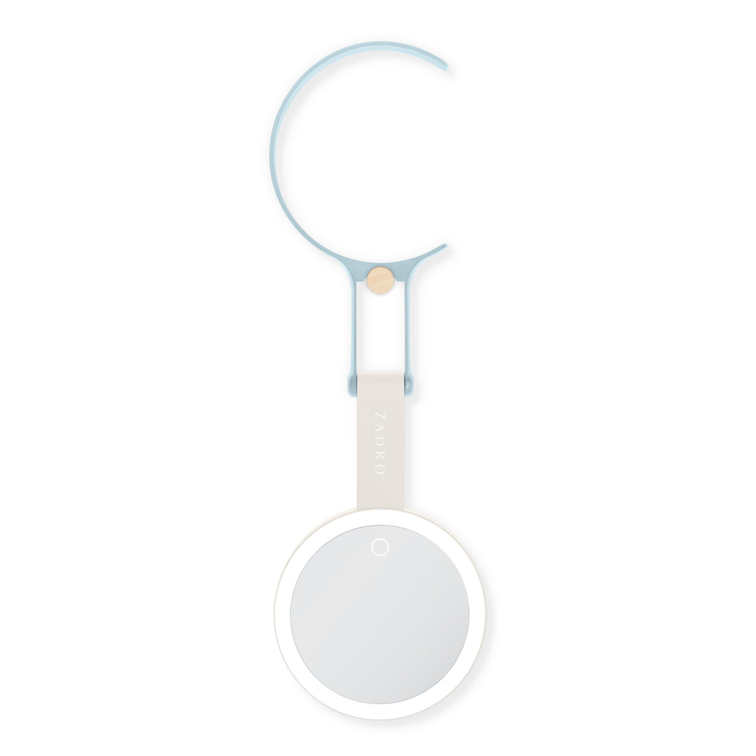 LED Lighted Travel-Ready Hand Mirror with Magnification and Multi-Position Stand