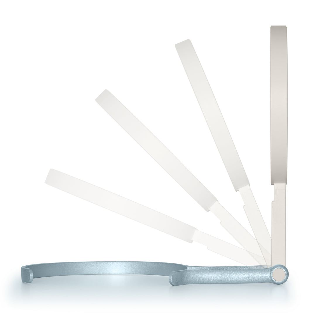 LED Lighted Travel-Ready Hand Mirror with Magnification and Multi-Position Stand