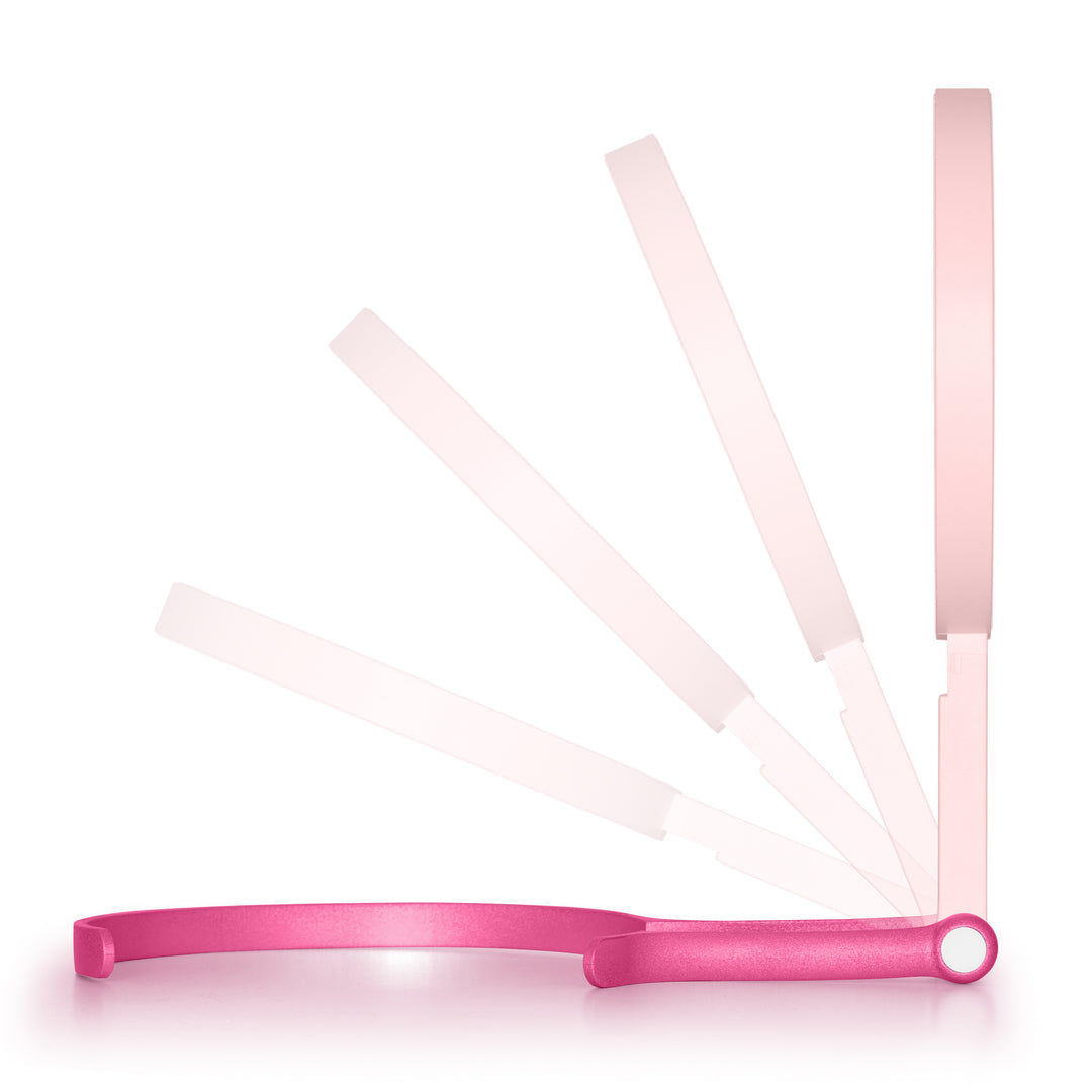 LED Lighted Travel-Ready Hand Mirror with Magnification and Multi-Position Stand