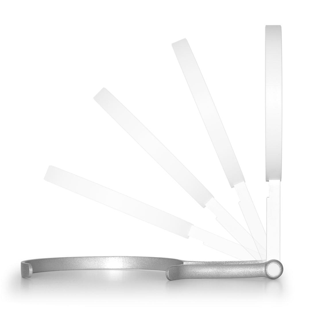 LED Lighted Travel-Ready Hand Mirror with Magnification and Multi-Position Stand