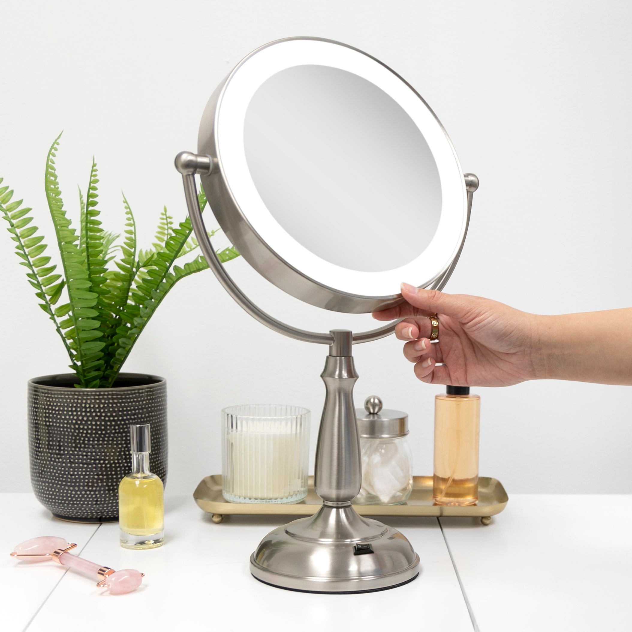 Lighted Makeup Mirror with Magnification & Toggle Switch