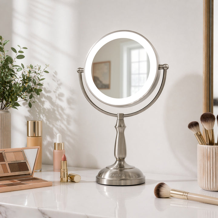 Lighted Makeup Mirror with Magnification & Touch Base
