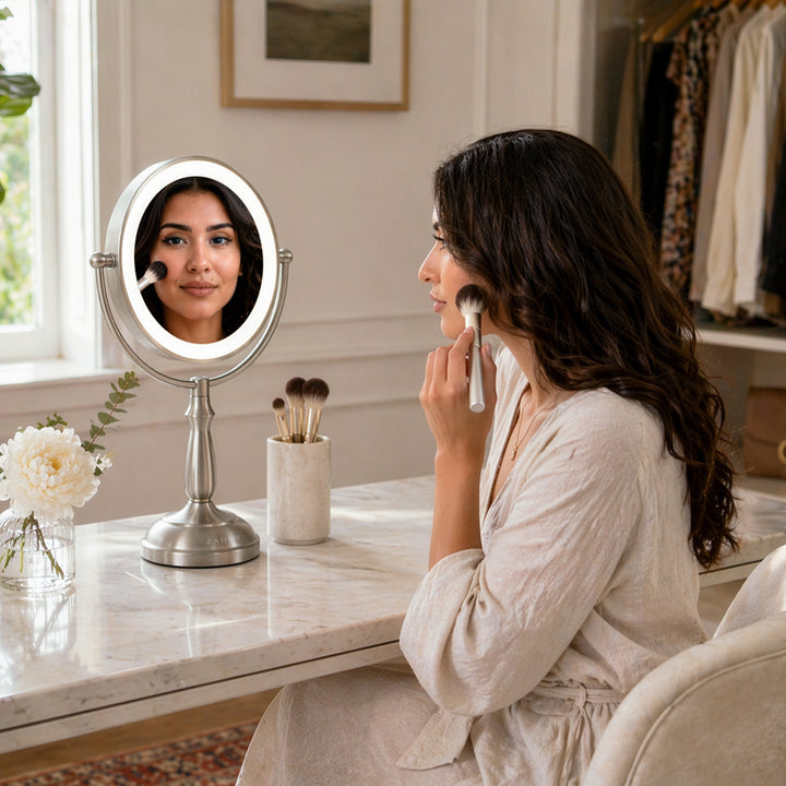 Lighted Makeup Mirror with Magnification & Touch Base