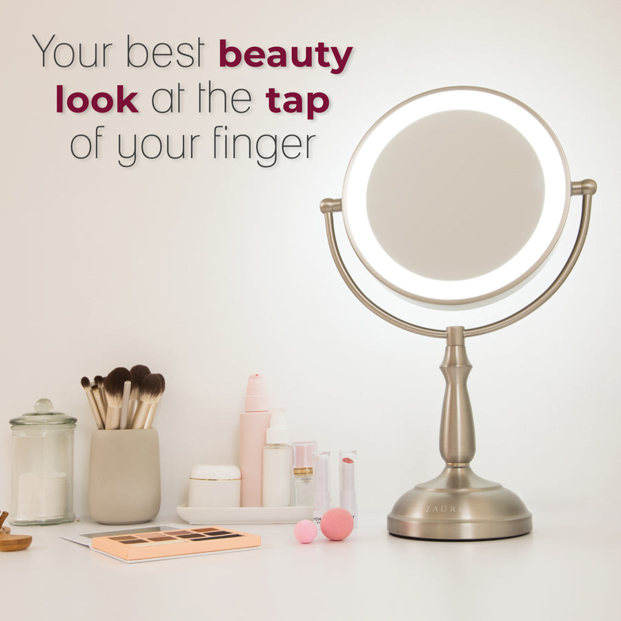 Lighted Makeup Mirror with Magnification & Touch Base