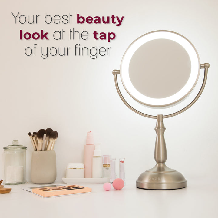 Lighted Makeup Mirror with Magnification & Touch Base