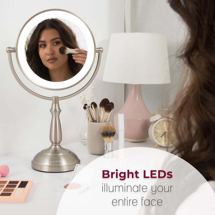 Lighted Makeup Mirror with Magnification & Touch Base