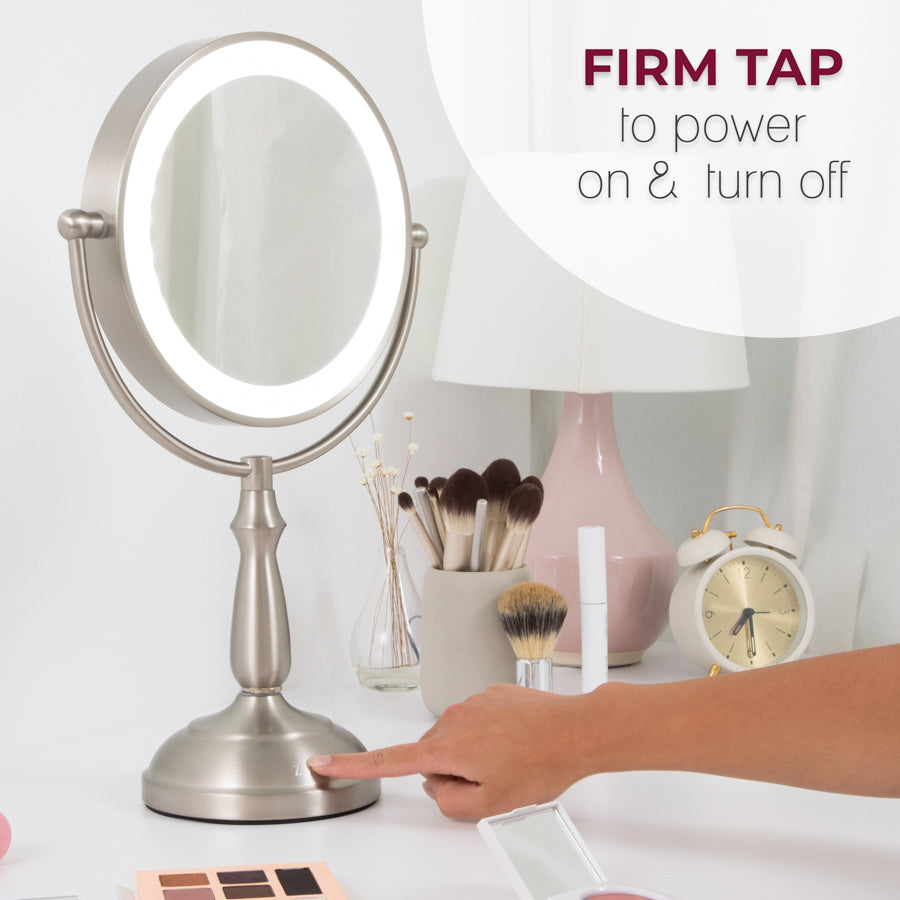 Lighted Makeup Mirror with Magnification & Touch Base