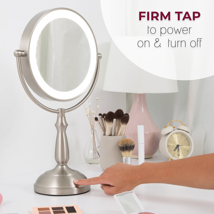 Lighted Makeup Mirror with Magnification & Touch Base