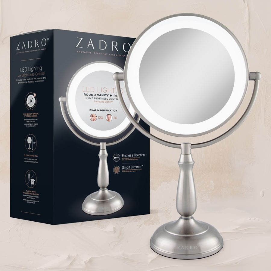 Lighted Makeup Mirror with Magnification & Touch Base