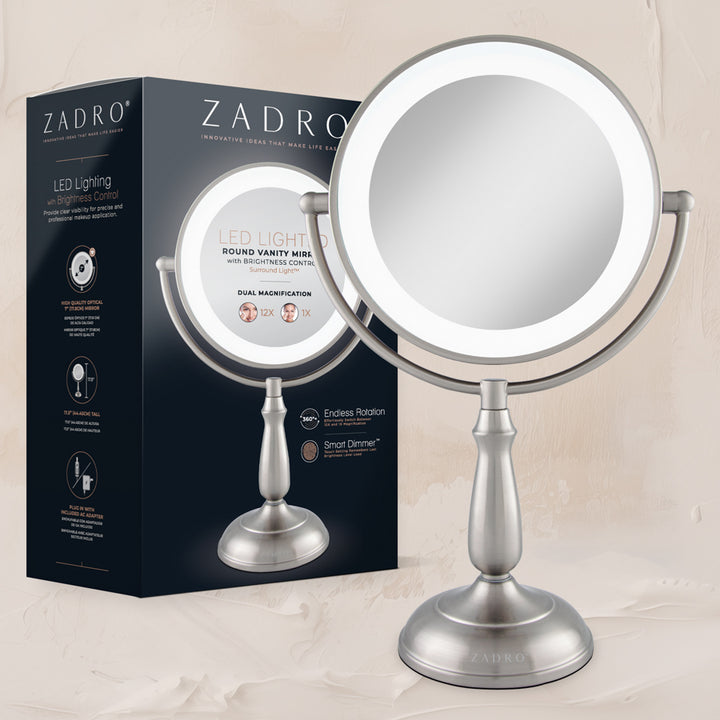 Lighted Makeup Mirror with Magnification & Touch Base